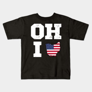 Ohio Map State USA Flag Kids T-Shirt